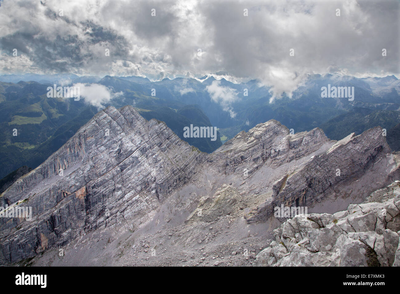 Alpen - Ausblick vom Watzmann-Gipfel Stockfoto