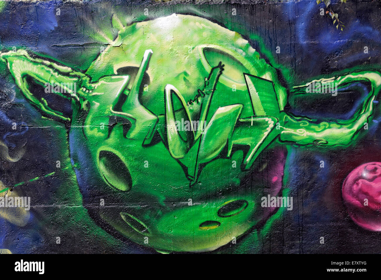 Green Planet, Graffiti, North Rhine-Westphalia, Deutschland Stockfoto