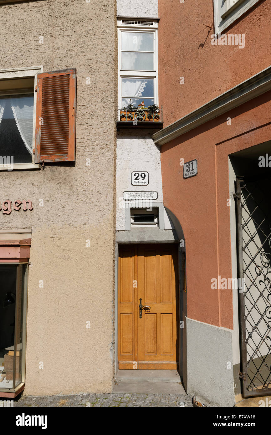 Schmalste Haus Europas, Breite 57cm, historische Zentrum von Bregenz, Vorarlberg, Österreich Stockfoto