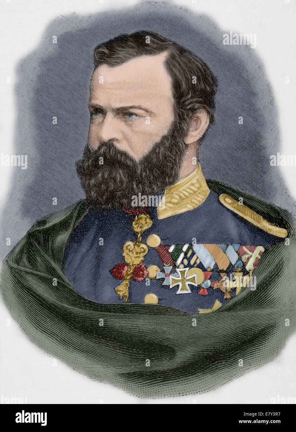 Prinz Luitpold von Bayern (1821-1912). Prince Regent und de-facto-König von Bayern. Gravur. Universalgeschichte, 1885. Farbige. Stockfoto