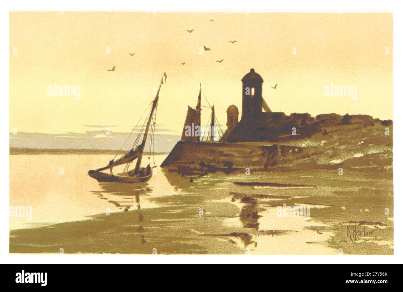 Diese Illustration aus dem Jahr 1889 bietet einen detaillierten Blick auf Fort Marion in St. Augustine, Florida, und zeigt seine historische Militärarchitektur und sein Design. Stockfoto