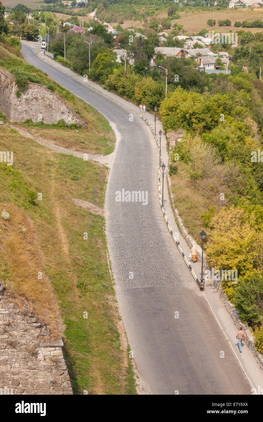 Leere route Blick vom Alten Schloss in kamianets podilskyi - Ukraine, Europa. Stockfoto