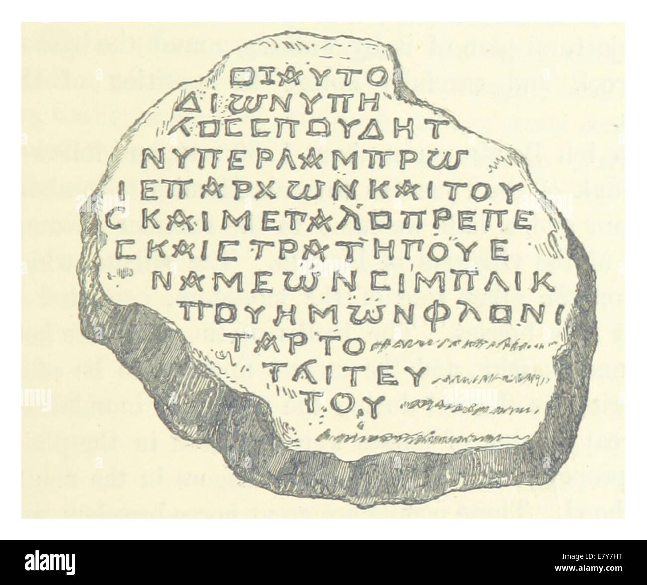 Diese 1879 von Davis gefertigte Illustration zeigt eine Inschrift in der Nähe von Bodrum, Türkei, die historische Elemente und geographische Details der Region während des späten 19. Jahrhunderts erfasst. Stockfoto