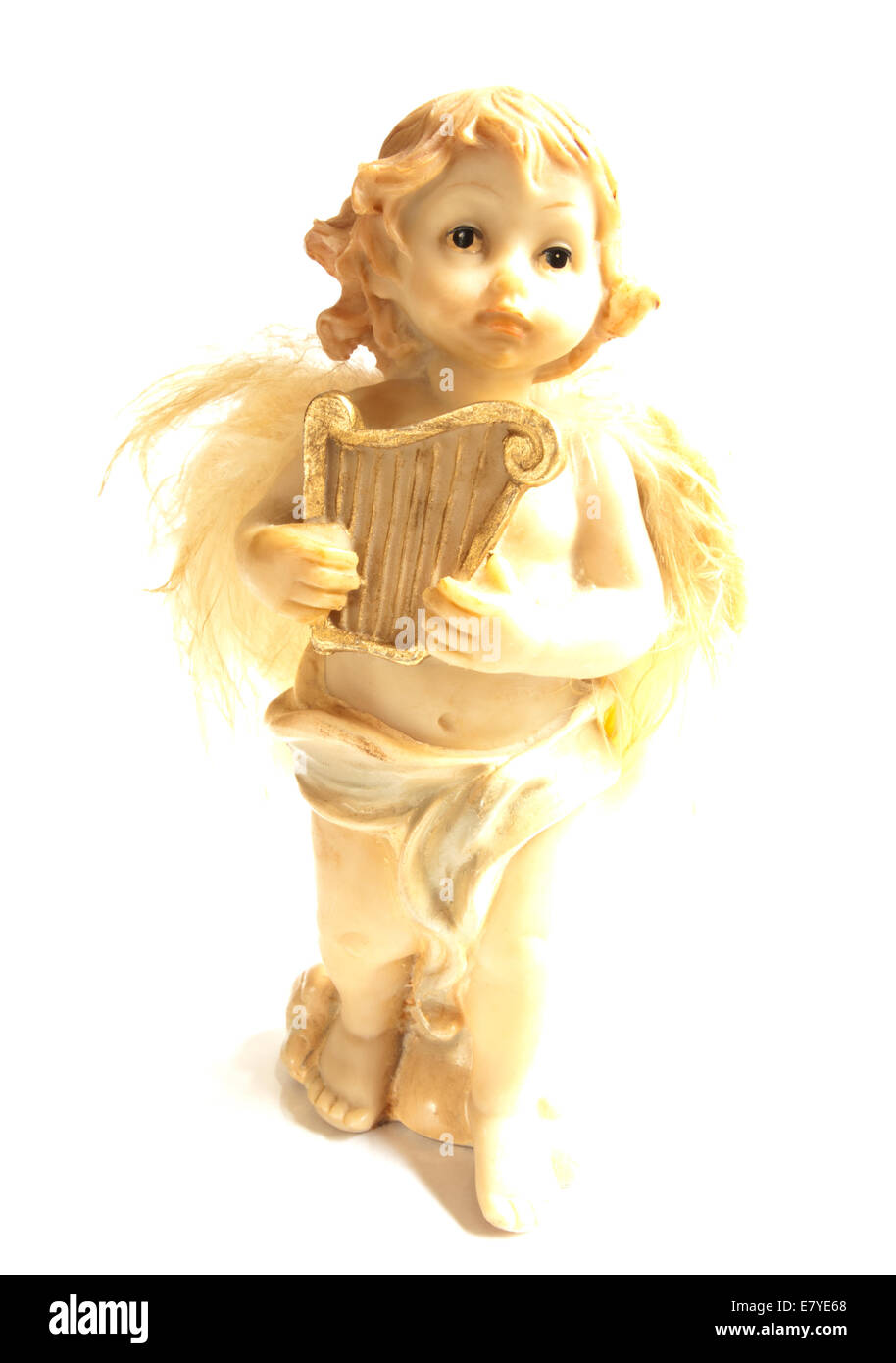 Engel Figur auf weißem Hintergrund Stockfoto