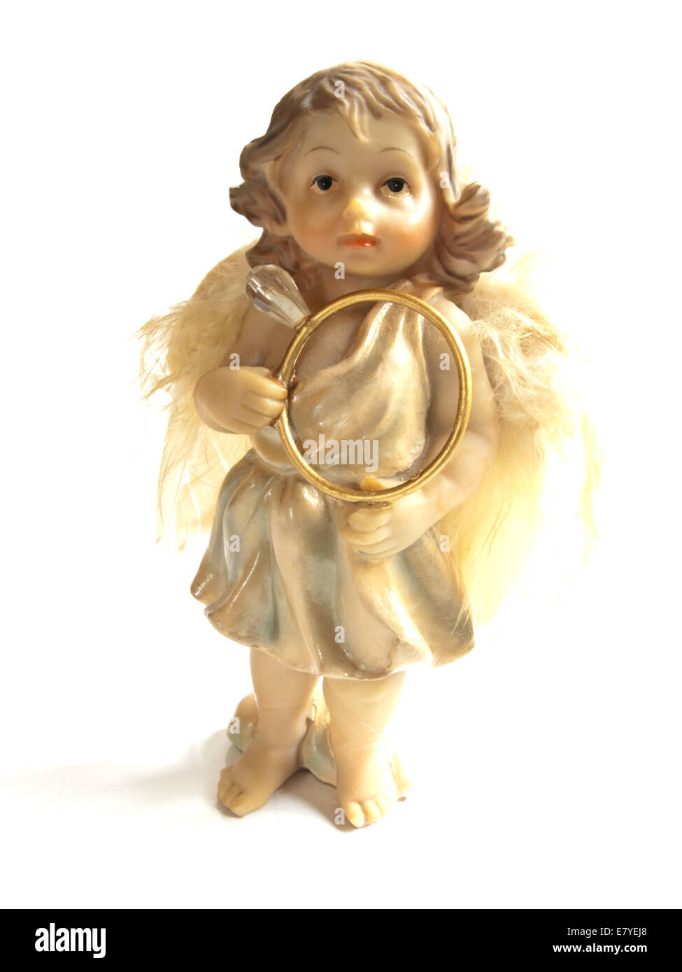 Engel Figur auf weißem Hintergrund Stockfoto
