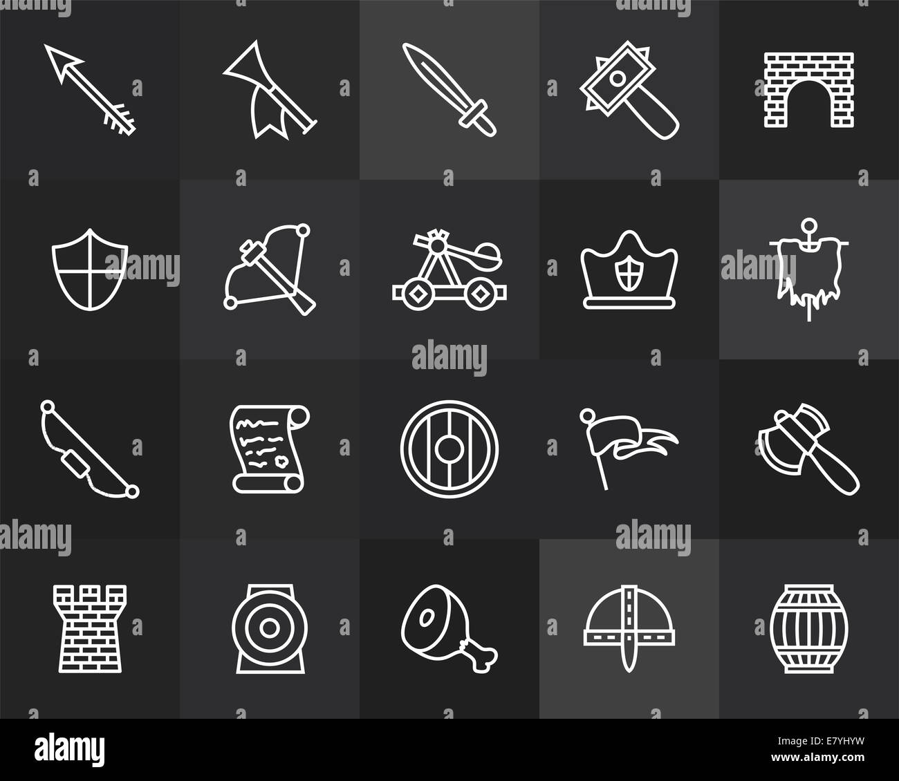 Symbole dünne flache Bauweise, moderne Linie Konturenstil, Web und mobile Design-Element, Objekte zu skizzieren und Vektor-Illustration icons Stockfoto