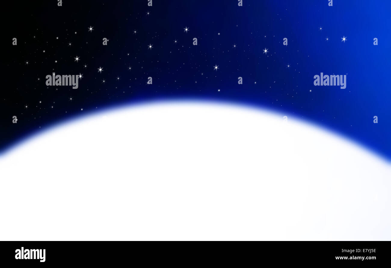 Eine halbe Kreis Hintergrund oder Designelement mit weißen textfreiraum und dunkelblau schattiert Sternenhimmel. Stockfoto