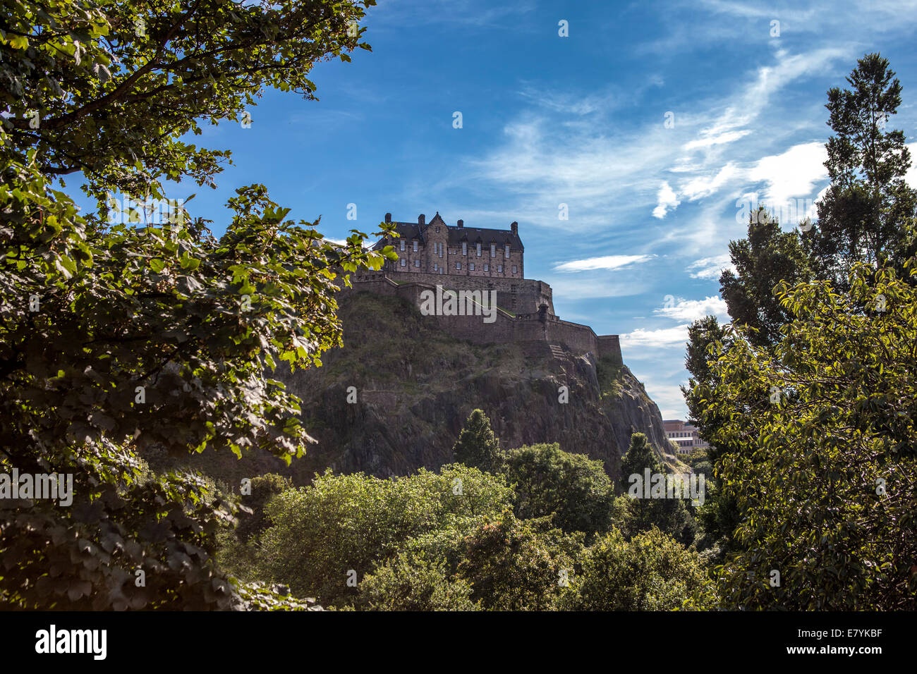 Blick auf die Hügel am Edinburgh Castle. Edinburgh Castle Stockfoto