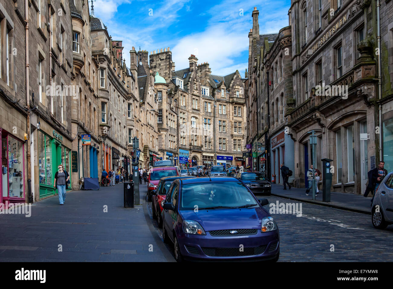 Edinburgh, Scotland, UK - September 2012; Streetview die Stadt Edinburgh, die Hauptstadt von Schottland seit dem 15. Jahrhundert. Stockfoto