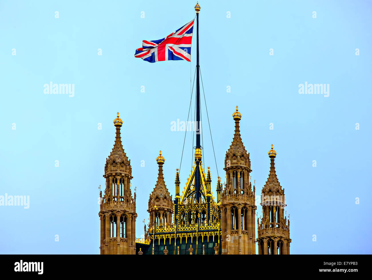 Blick auf Victoria Tower, Palace Of Westminster, vom Parlament Street London Stockfoto