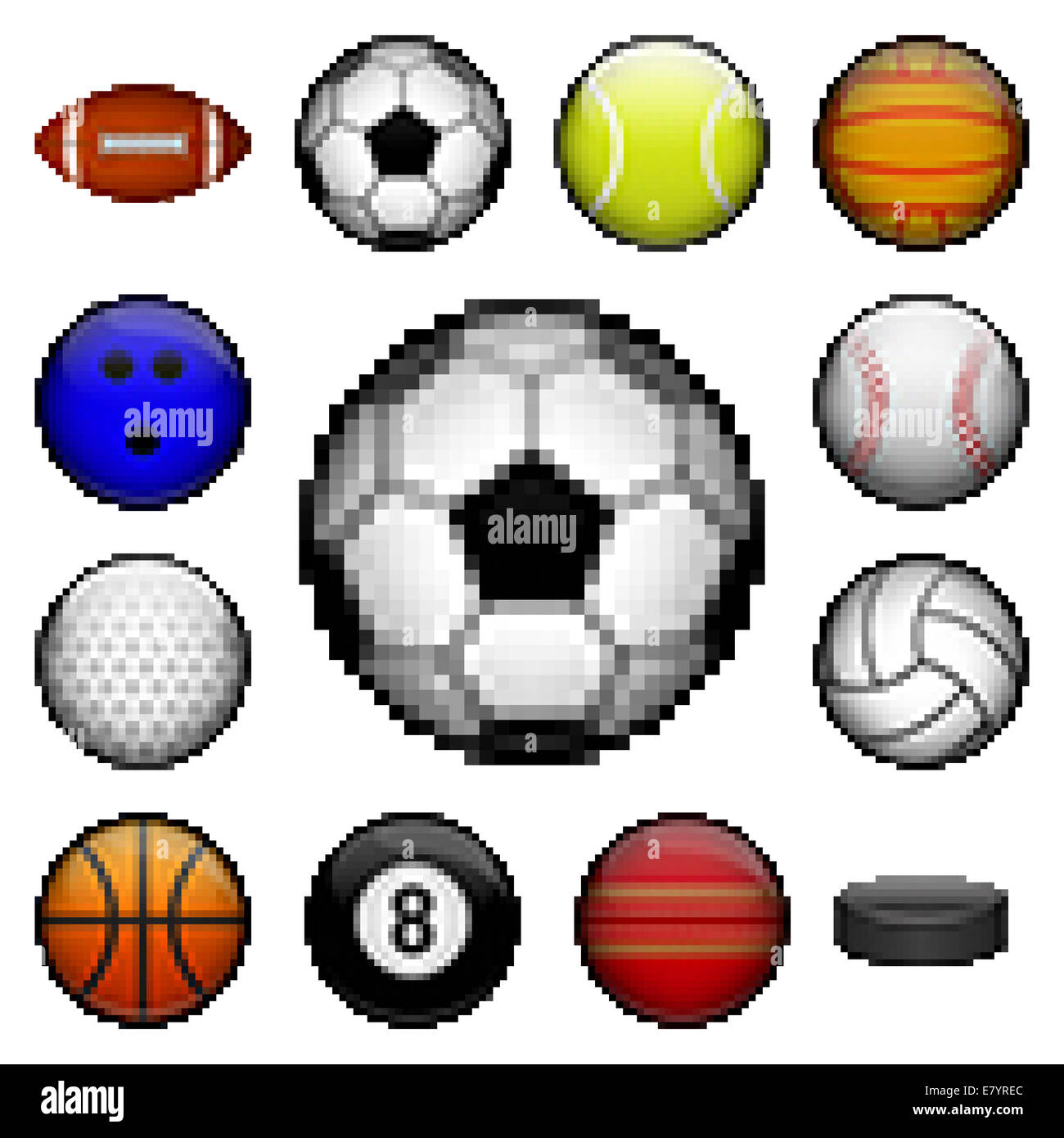 Pixel-Sportbälle Stockfoto