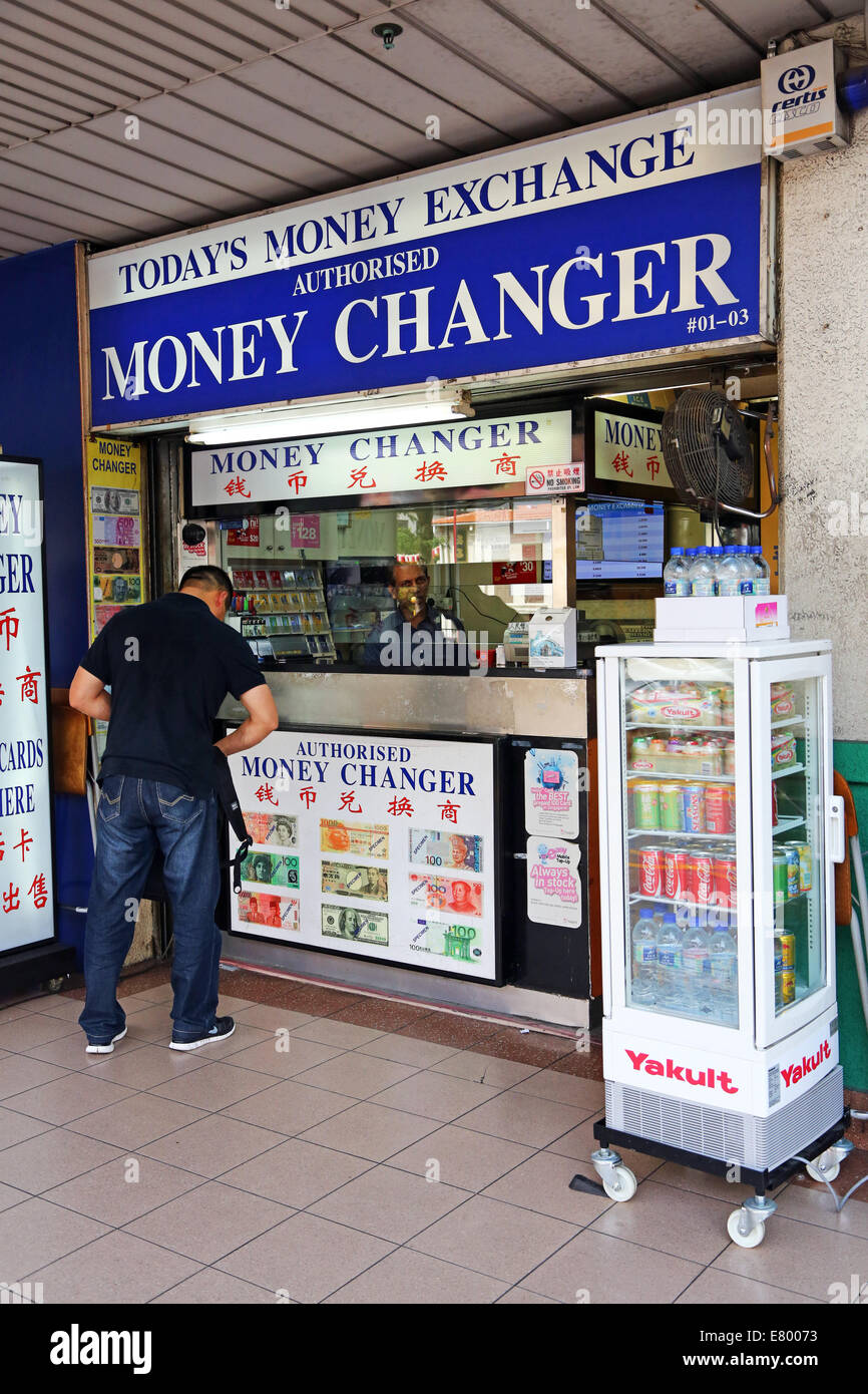 Geldwechsler und ausländischen Wechselstube in Singapur, Republik Singapur Stockfoto
