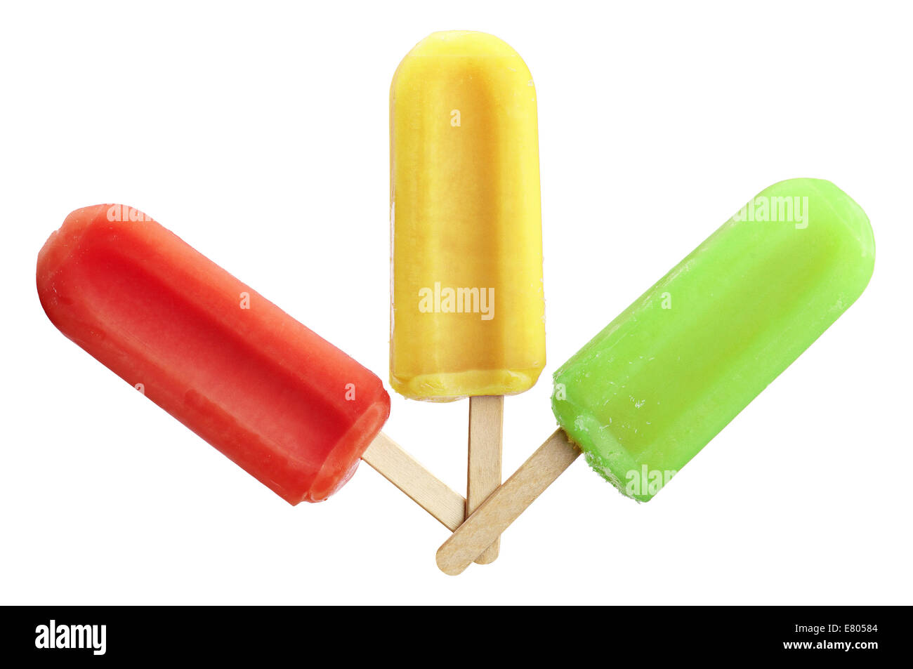 Bunte fruchtige Eis isoliert auf weißem Hintergrund Stockfoto