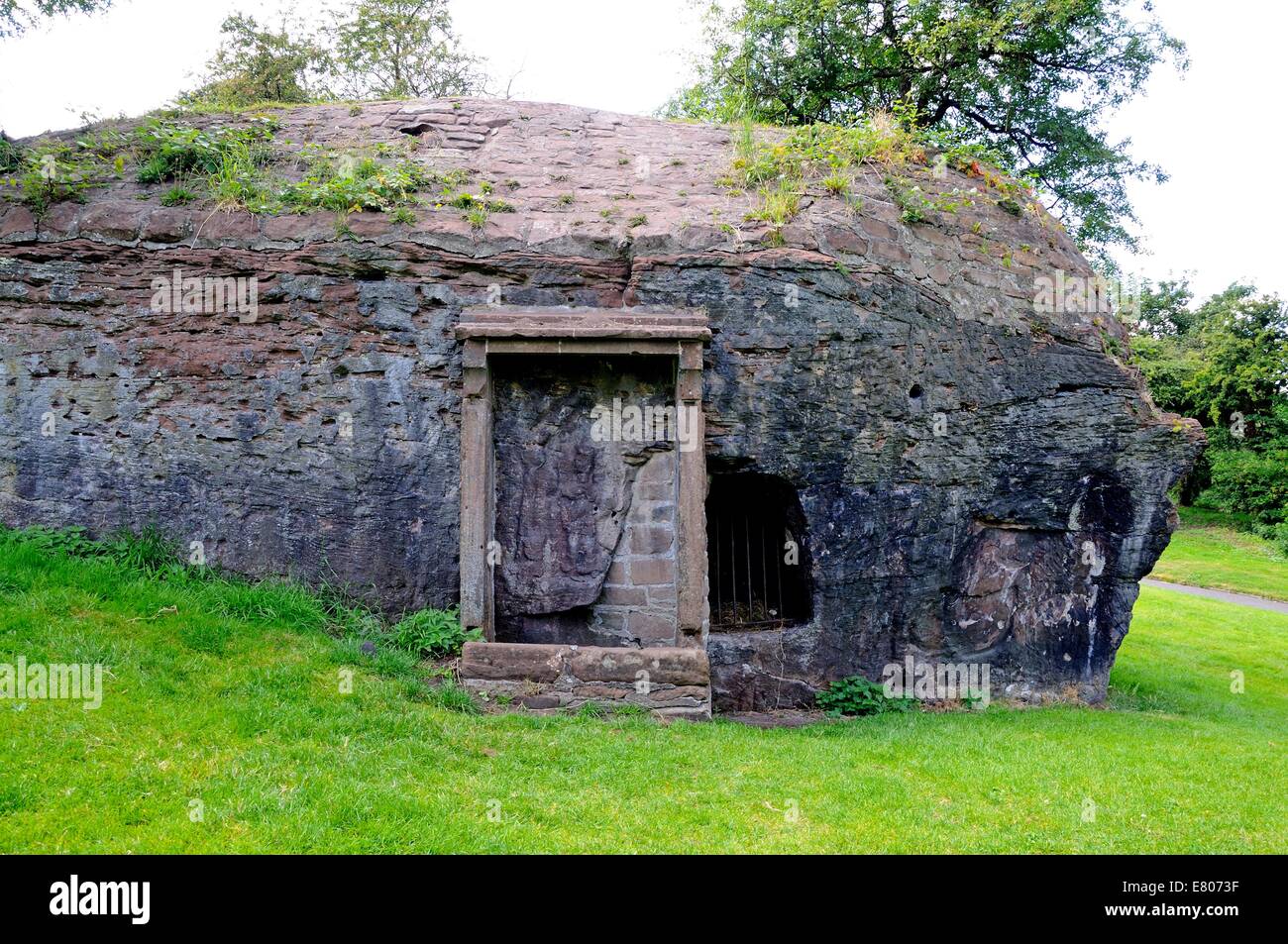Architektur Detail der römischen Ruine Minervas Schrein in Edgars Feld Park, Chester, Cheshire, England, Vereinigtes Königreich, West-Europa. Stockfoto