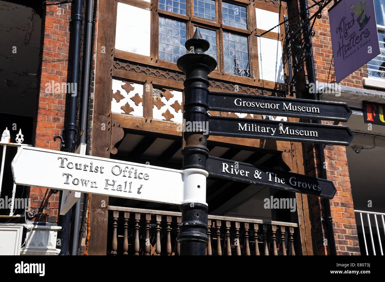 Touristischen Hinweisschild, Chester, Cheshire, England, Vereinigtes Königreich, West-Europa. Stockfoto