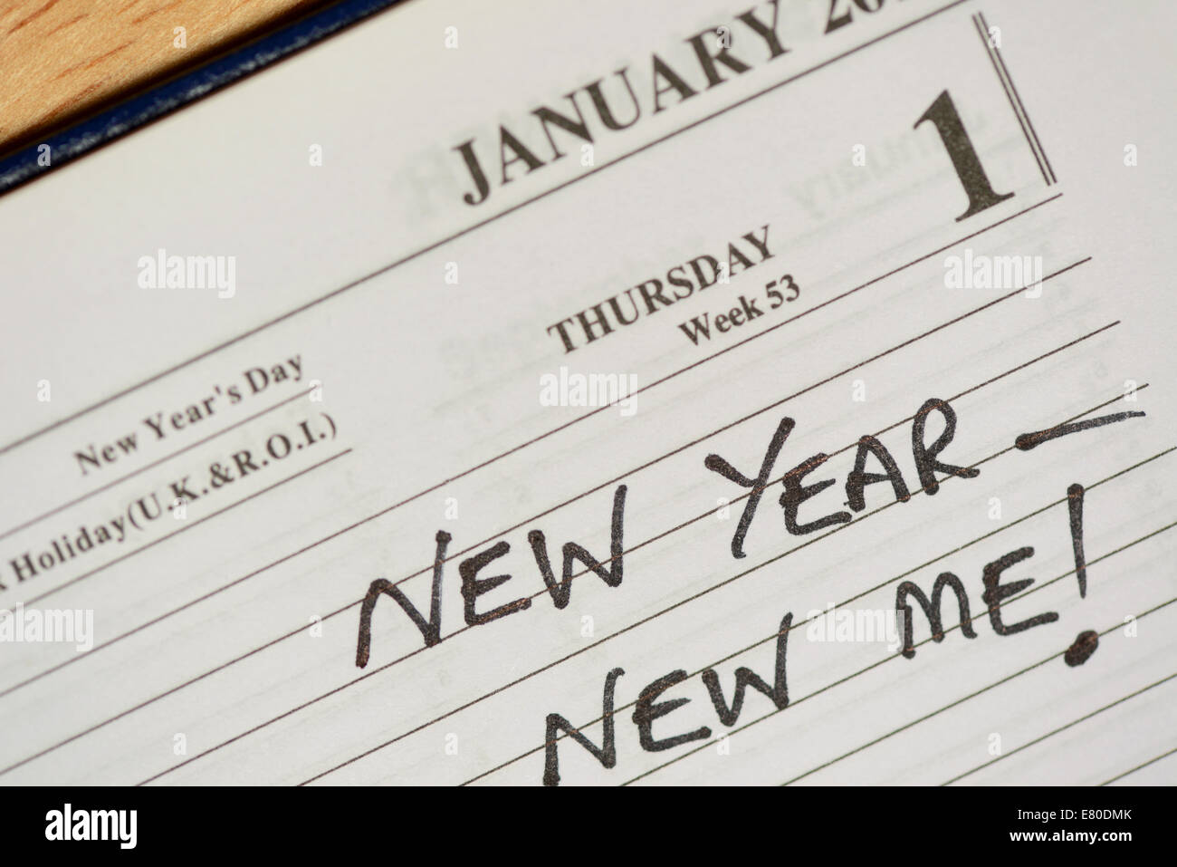 Neujahrsvorsatz in 2015 Tagebuch niedergeschrieben Stockfoto