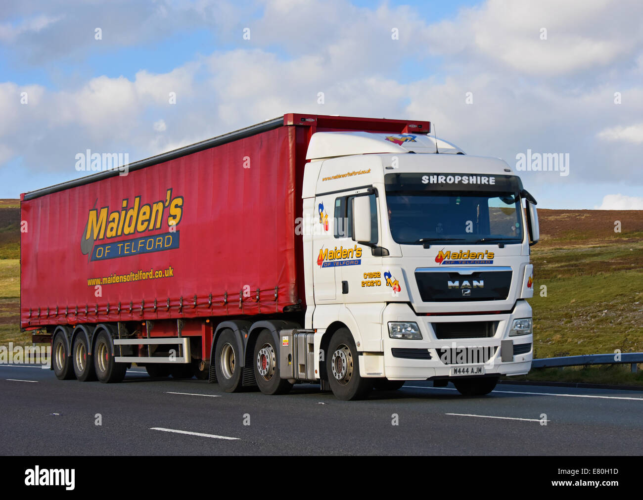 Jungfrau von Telford, Shropshire LKW. Autobahn M6, Richtung Süden. Shap, Cumbria, England, Vereinigtes Königreich, Europa. Stockfoto