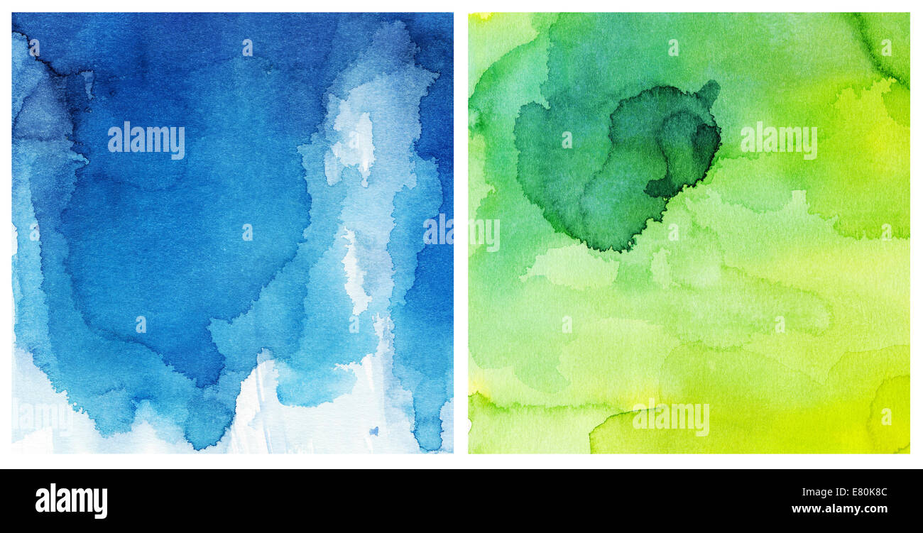 Grün blau Aquarell Hintergrund Stockfoto