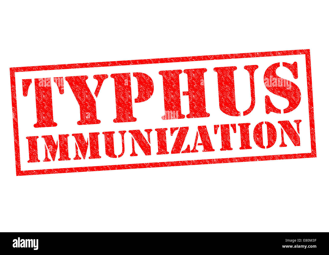 TYPHUS-Impfung roten Stempel auf einem weißen Hintergrund. Stockfoto