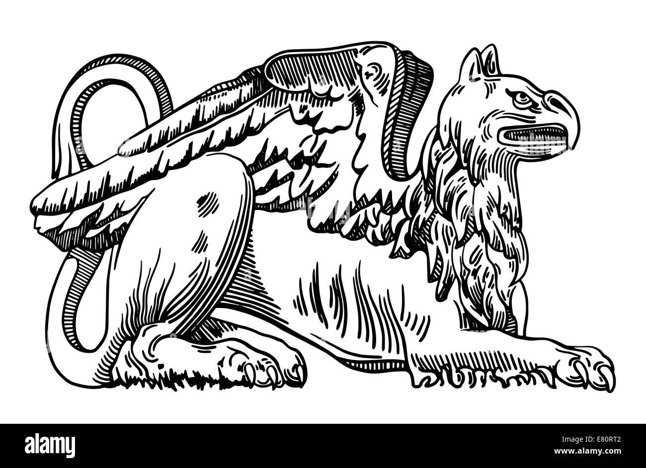 Dekoratives Element der Fassade eines historischen Gebäudes in Lemberg Stockfoto