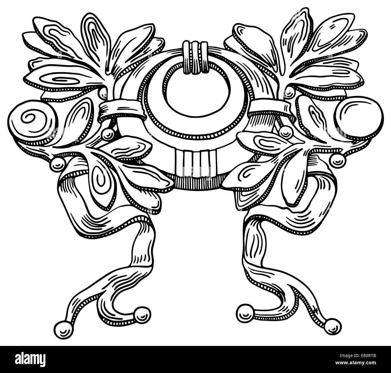 Dekoratives Element der Fassade eines historischen Gebäudes in Lemberg Stockfoto