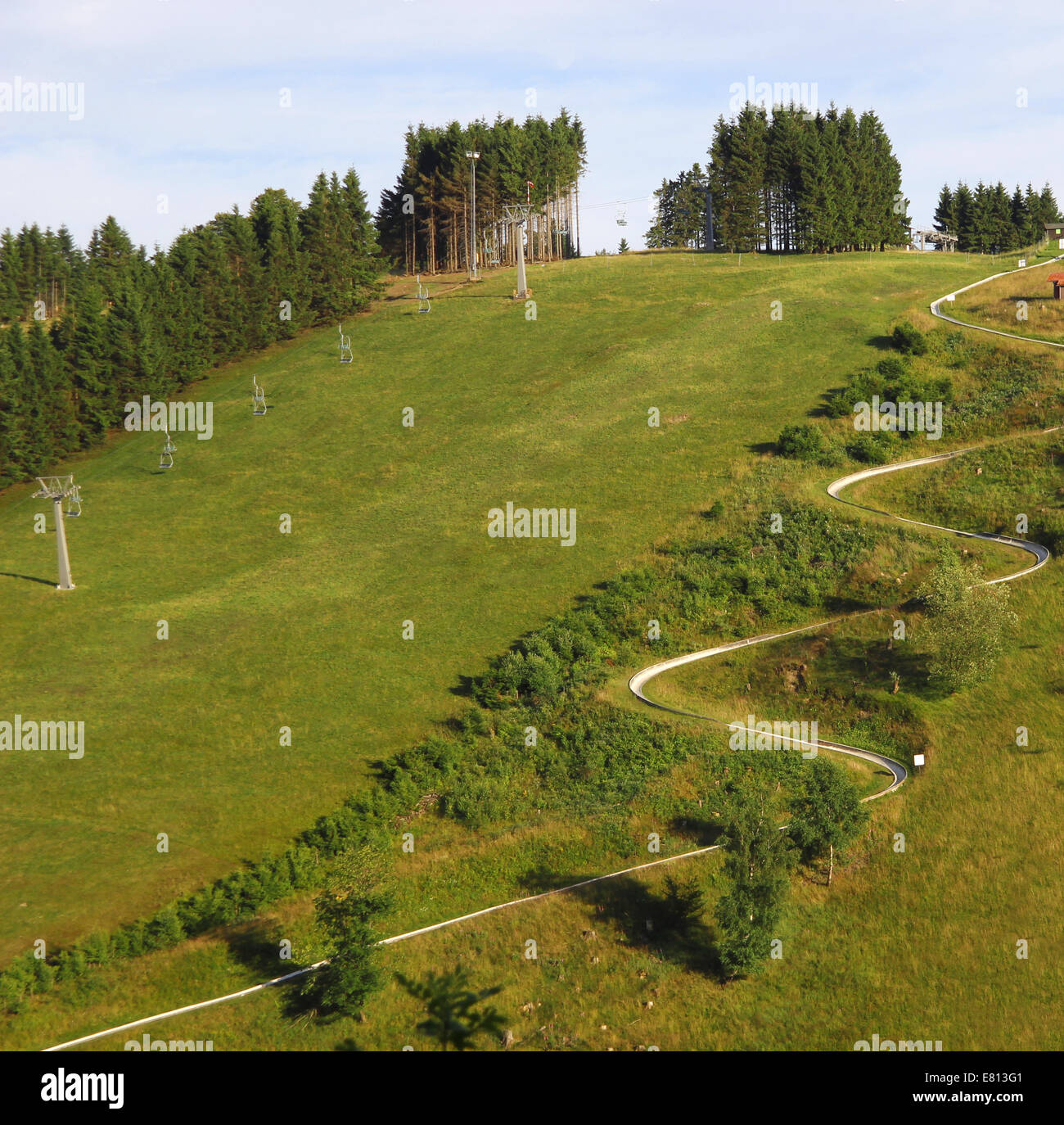 Rodelbahn (Rodelbahn) im Sommer, Sankt Andreasberg, Harz Mountains, Deutschland Stockfoto