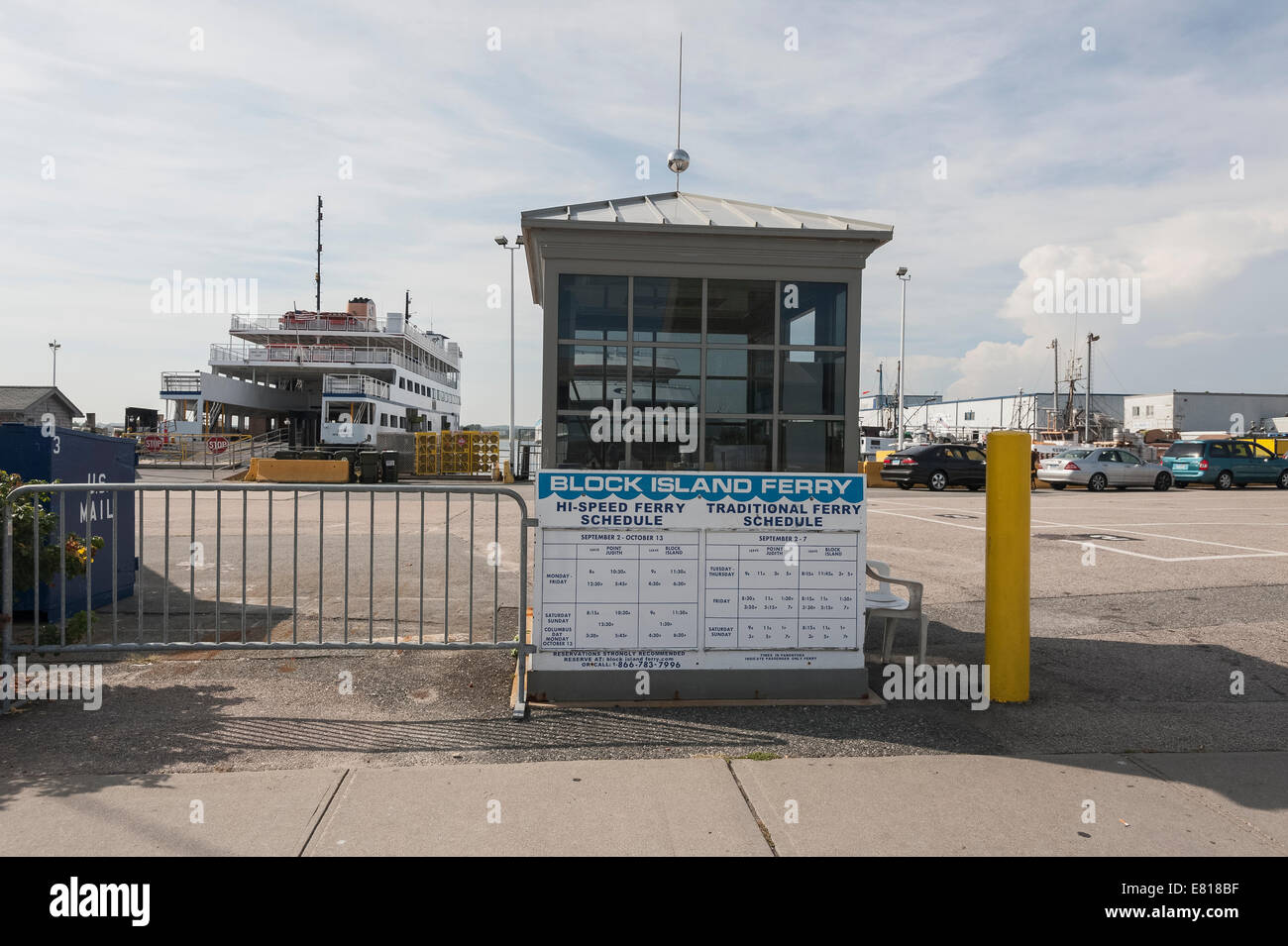 Block Island Ferry Narragansett Rhode Island Zeit Zeitplan und Reservierungen nur Parkplatz Stockfoto