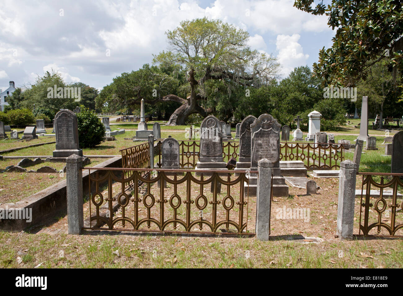 Grab der Familie Grundstücke in Magnolia Cemetery in Charleston, South Carolina. Stockfoto