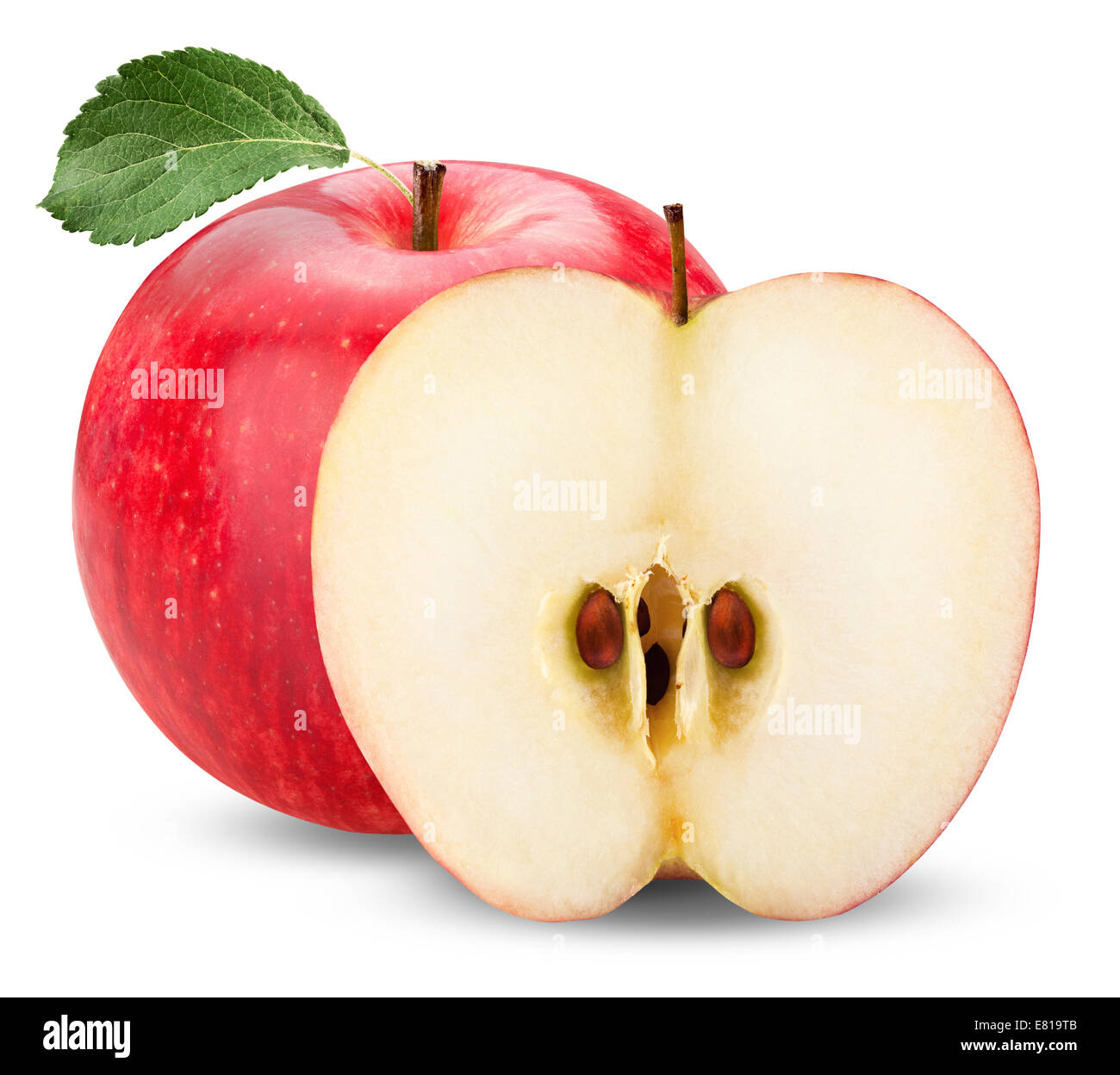 Frische reifer roter Apfel isoliert auf weißem Hintergrund Stockfoto