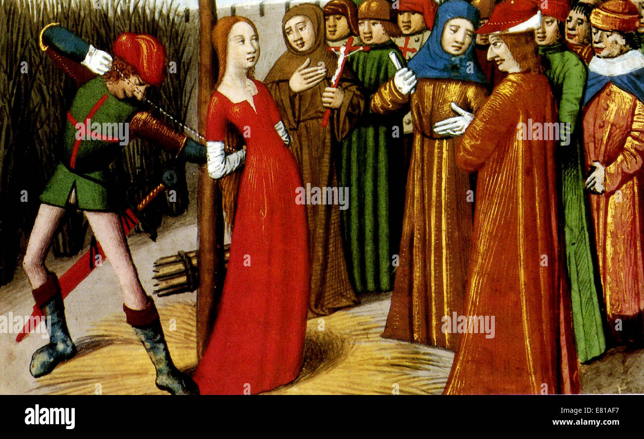 Jeanne d ' Arc, Joan of Arc Tod auf dem Scheiterhaufen Stockfoto