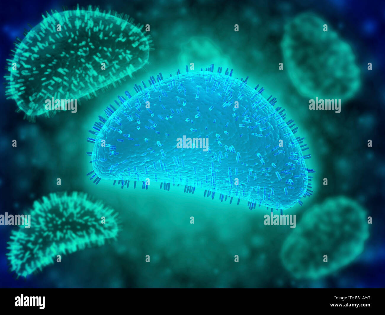 Konzeptbild des Influenza-Grippe-Virus verursacht. Die Grippe ist eine Erkrankung der Atemwege verursacht durch das Influenza-Virus-Infektion Stockfoto