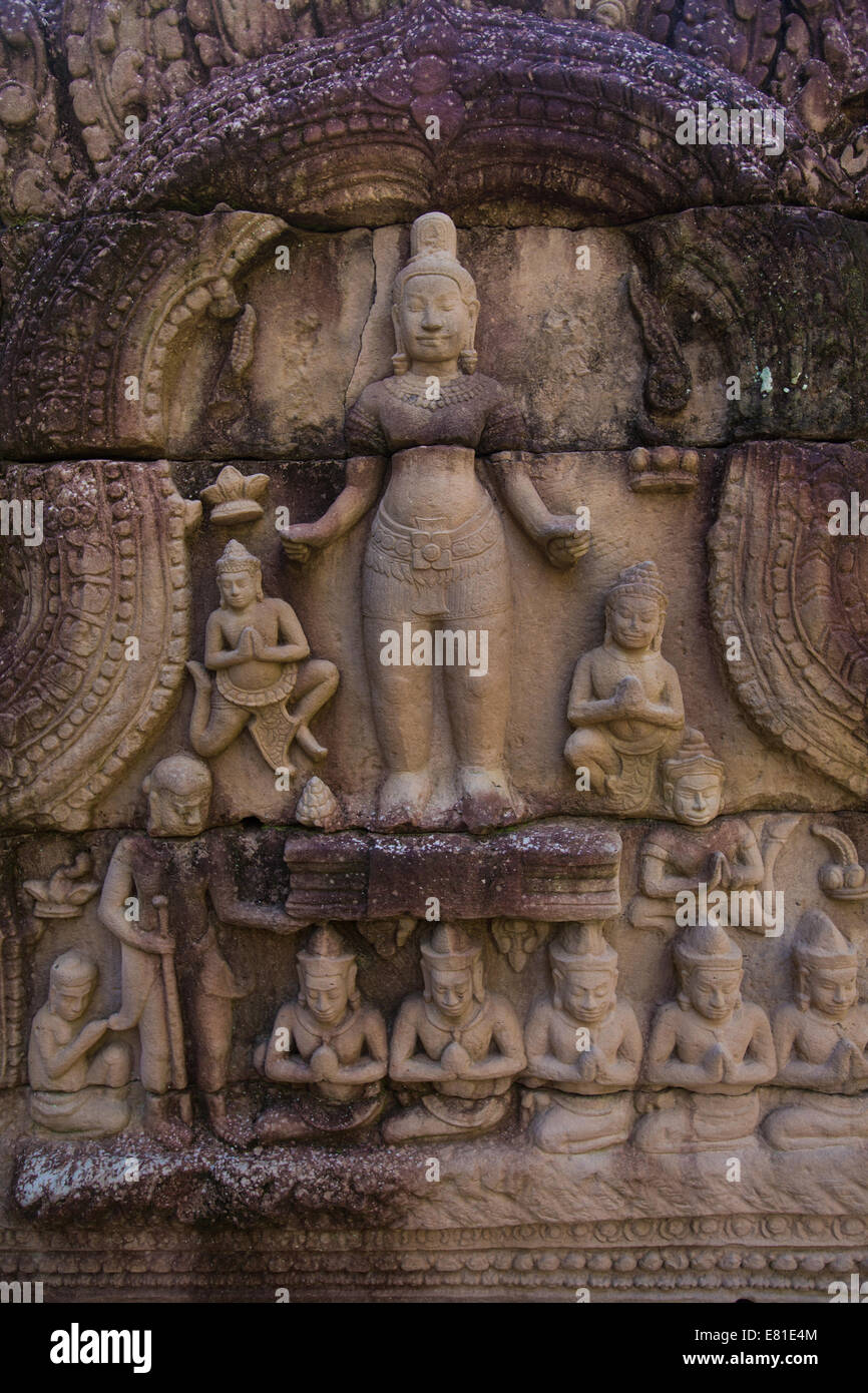 Apsara an Ta Som w-am Ende des 12. Jahrhunderts für König Jayavarman VII. gebaut. Es ist östlich von Neak Pean. Der König dedicat Stockfoto