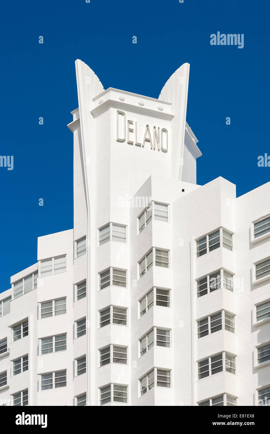 Miami Art Deco das Delano Hotel an der Collins Avenue. Stockfoto