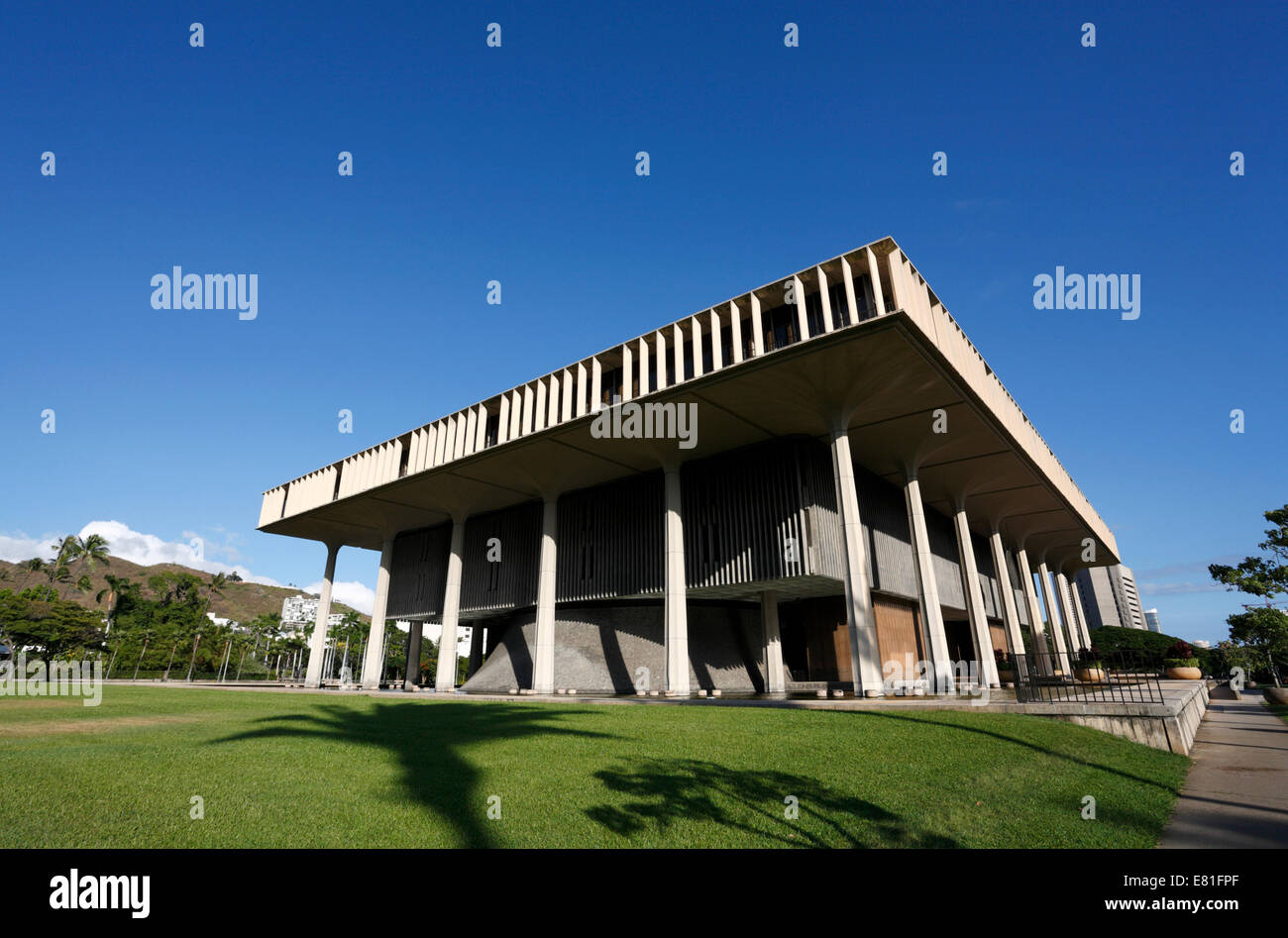 HONOLULU, HAWAII, 21. September 2014. Das Hawaii State Capitol liegt im Zentrum von Honolulu auf der Insel Oahu, Hawaii. Stockfoto