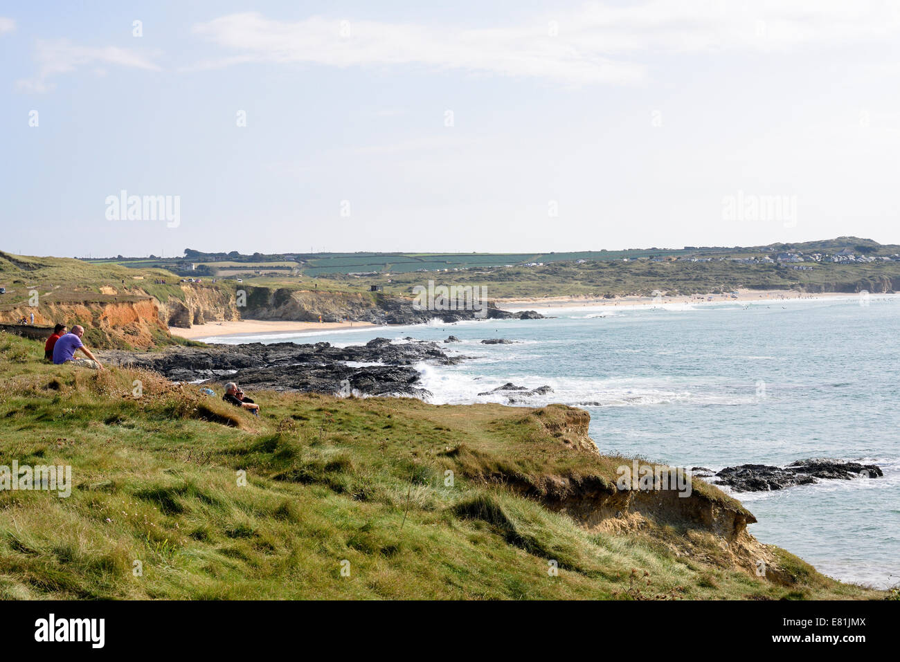 St Ives Bay ist eine Bucht an der Atlantikküste von Nord-West Cornwall im Vereinigten Königreich. Es bildet einen flachen Halbmond. Stockfoto