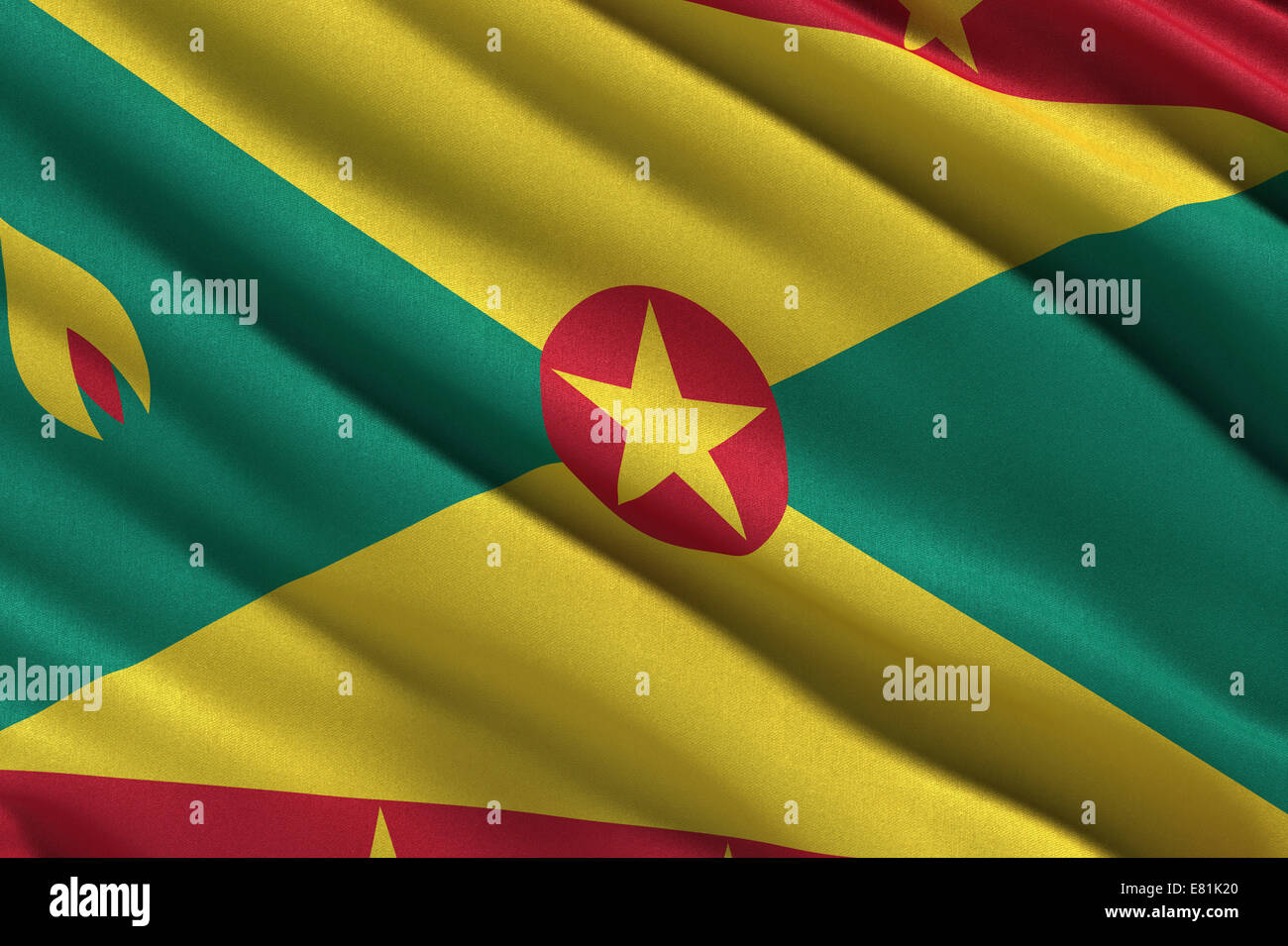 Flagge von Grenada im Wind wehende Stockfoto