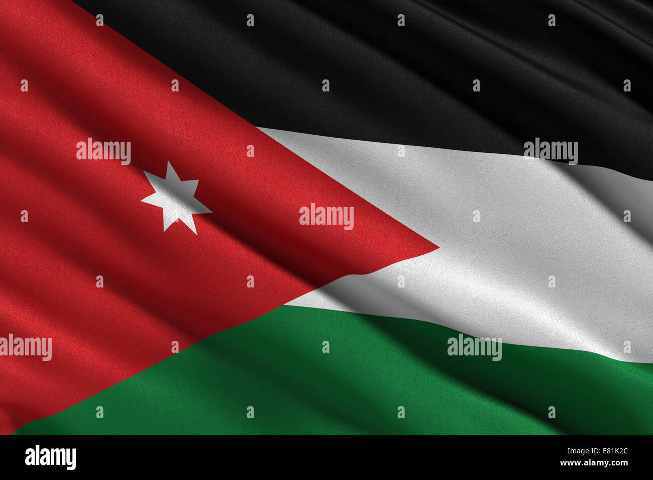 Von Jordanien im Wind wehende Flagge Stockfoto
