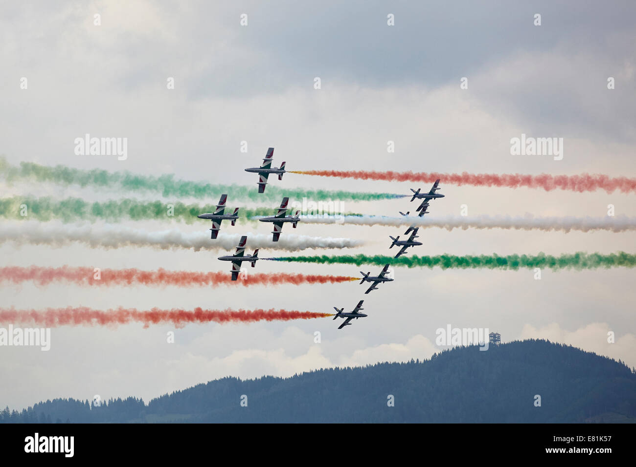 Frecce Tricolori, Kunstflug Demonstration Team, Airshow Airpower 2013, Zeltweg, Steiermark, Österreich Stockfoto