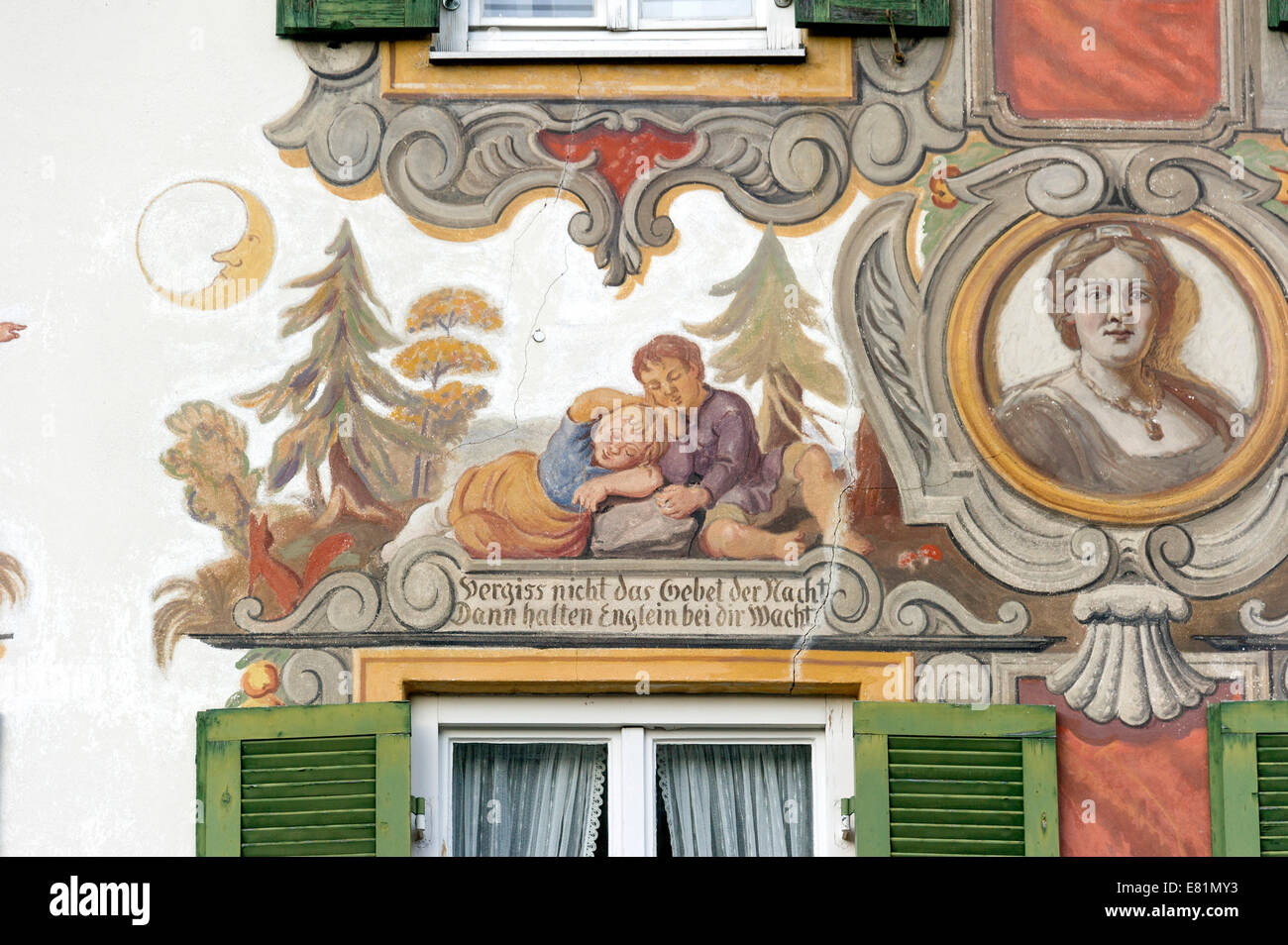 House of Marie Matt Field, Lüftlmalerei mit Szene aus dem Märchen