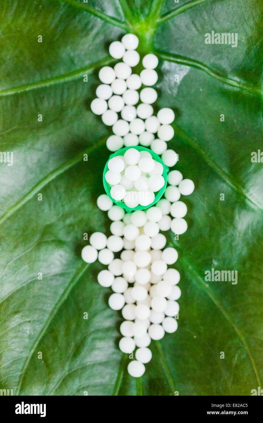 Homöopathische Tabletten. Stockfoto