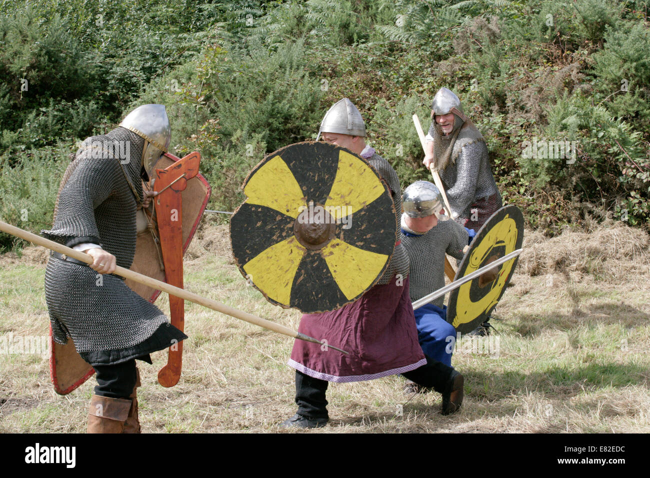 mittelalterlichen Soldaten kämpfen Stockfoto