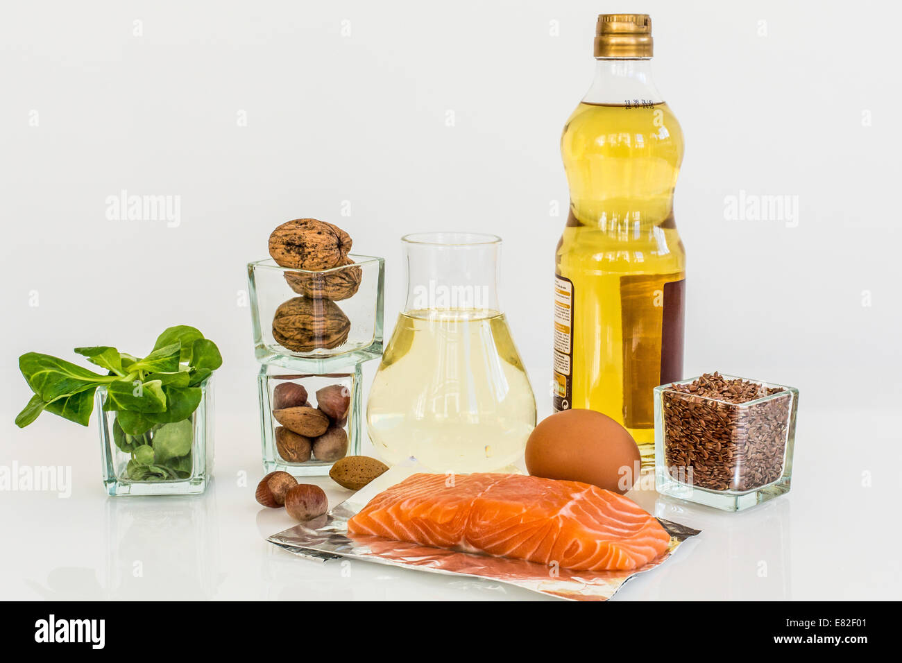 Omega-3-reiche Lebensmittel. Stockfoto
