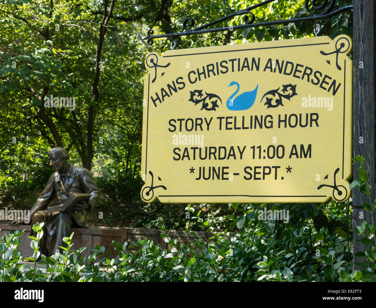 Hans Christian Andersen Statue, Central Park, New York Stockfoto