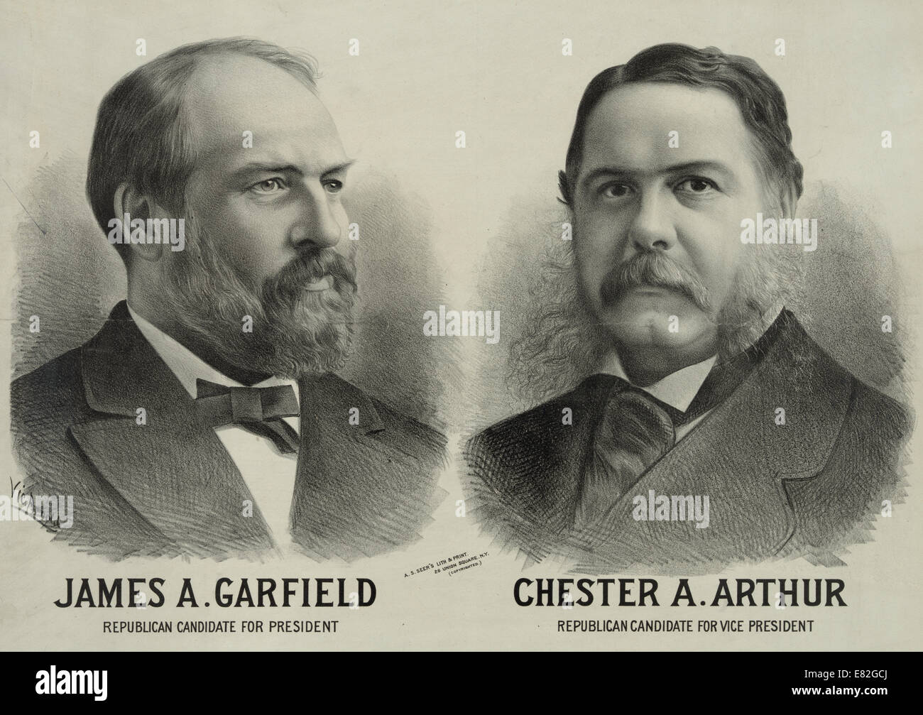 James A. Garfield republikanische Kandidat für das Präsidentenamt und Chester A. Arthur Republican Anwärter für Vizepräsident. c1880. Stockfoto