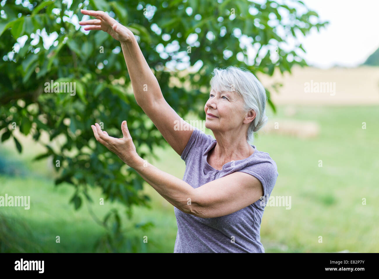 Frau üben gi-Kong. Stockfoto