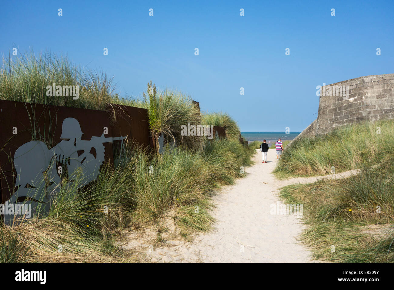 Die deutschen Bunker gemütliche Pillbox am Juno Beach, Courseulles-Sur-Mer, Basse-Normandie, Frankreich Stockfoto