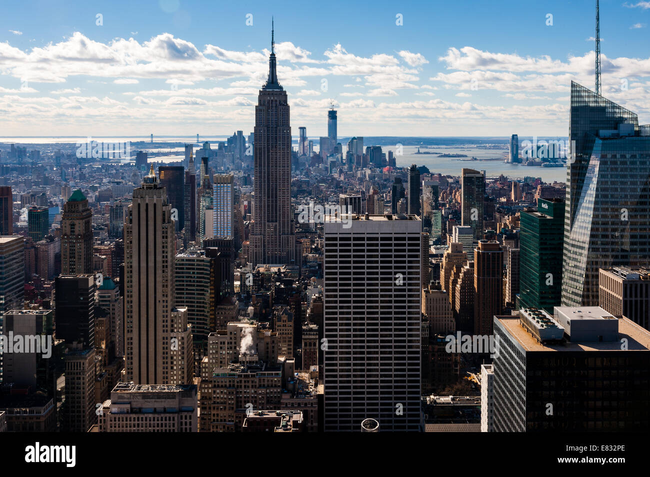 UNS, New York City. Aussicht vom Top of the Rock Aussichtsplattform, 30 Rockefeller Plaza. Stockfoto