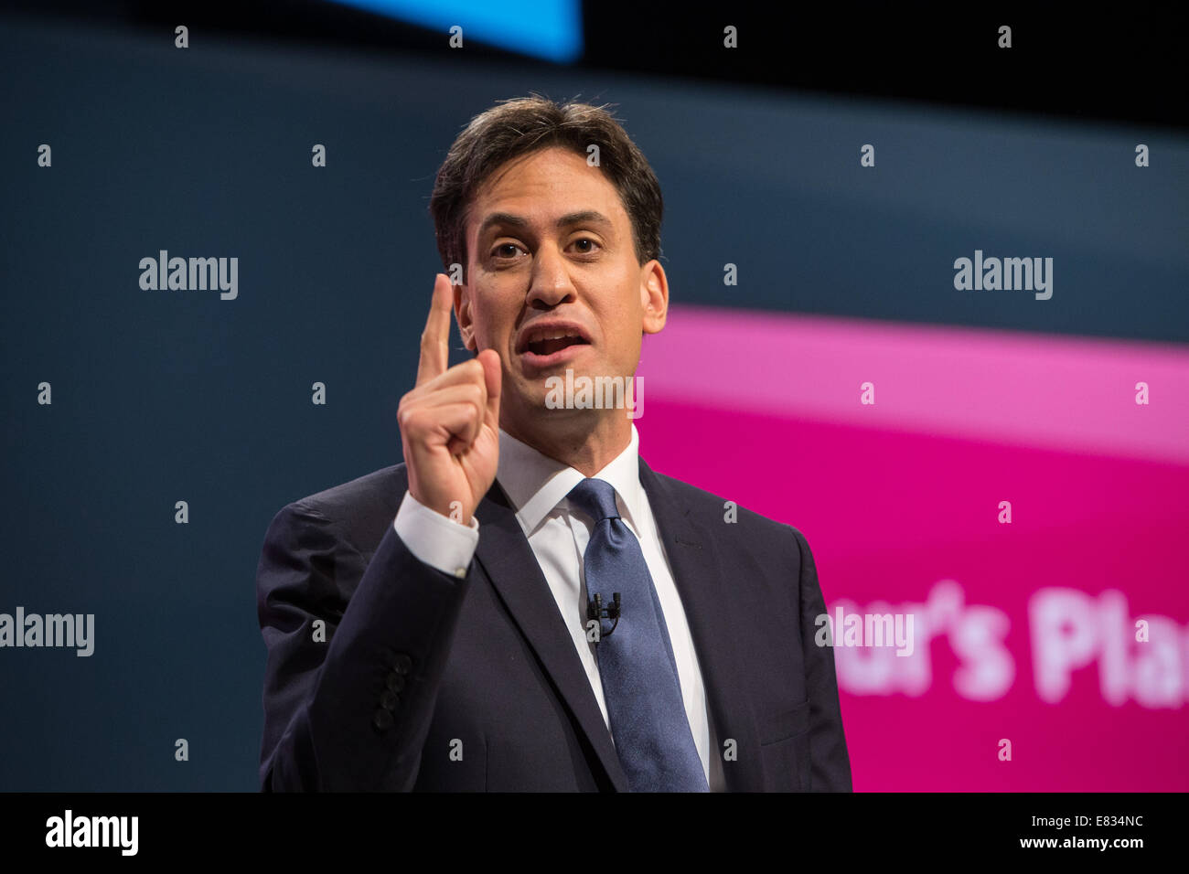 Ed Miliband, Führer der Arbeitspartei, befasst sich der Labour-Partei-Konferenz Stockfoto