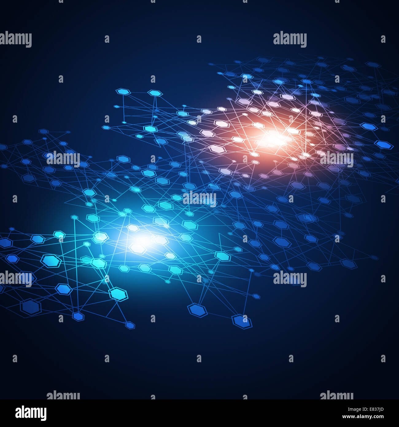 abstrakte Netzwerk Digitalanschlüsse Konzept blauen Hintergrund Stockfoto