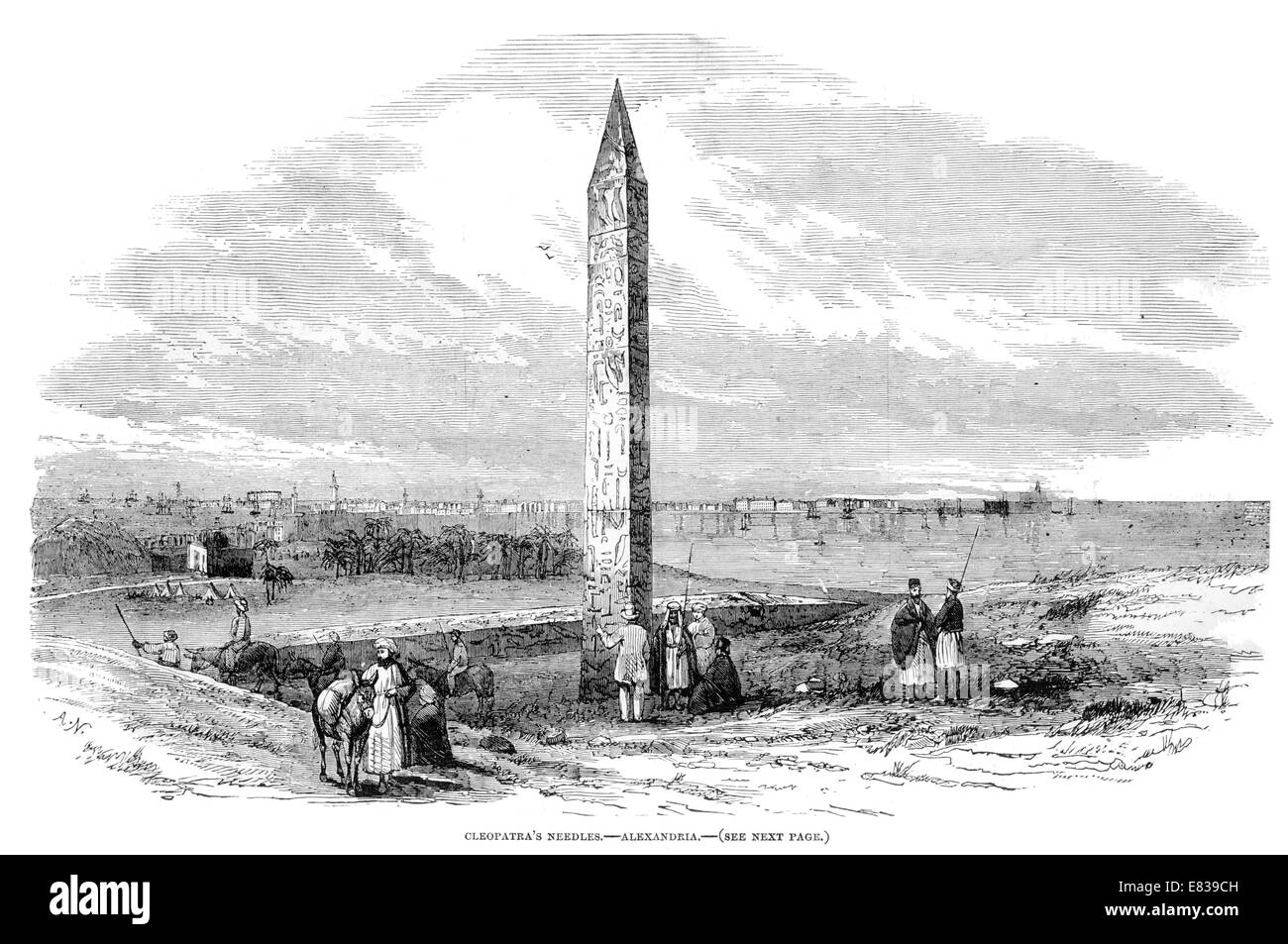 Kleopatras Nadel 18. Dynastie Pharao Thutmosis III Alexandria 1853 blieb der Obelisk in Alexandria bis 1877 Stockfoto